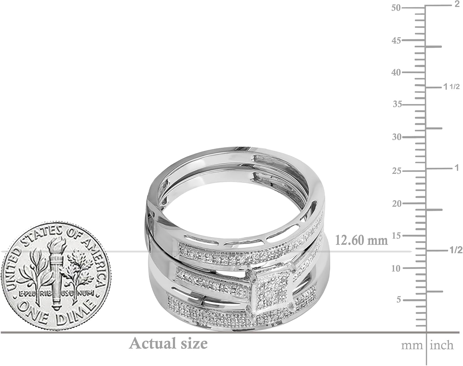 Dazzlingrock Collection 0.18 Ctw Round Natural Diamond Engagement Ring Set for Men & Women in 18K Real Solid Gold