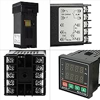 Vista 8 de Controlador de temperatura PID, pantalla digital REX-C100 Caja de controladores de temperatura con relé de estado sólido SSR 40DA y sonda termopar