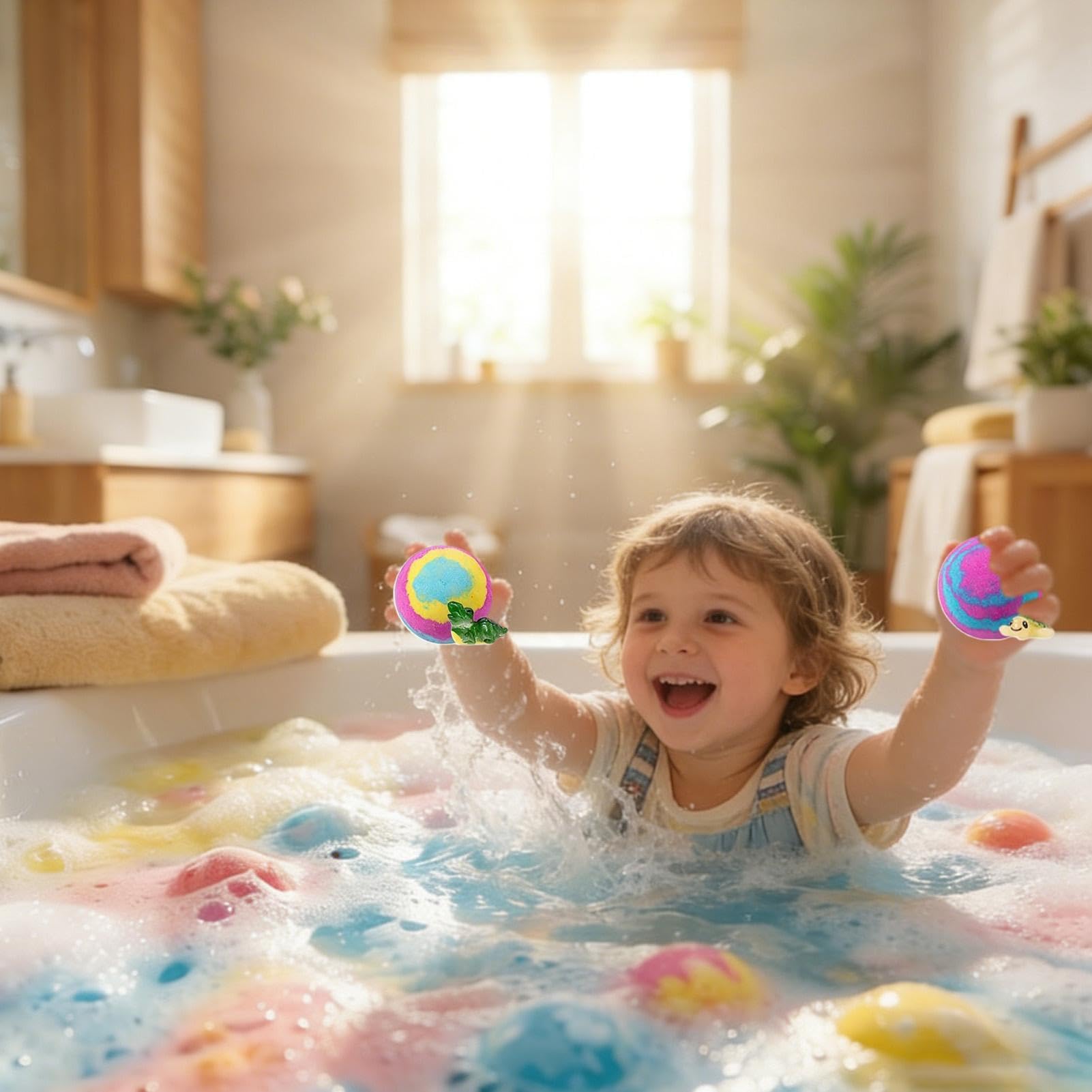 Badesalzkugel, 12 Stück Set in Geschenkbox mit natürlichen Blasen, lustig und entspannend – lustiger Badeball für Kinder | Für und Mädchen, im Badezimmer, Badewanne, Haus, Innenbereich