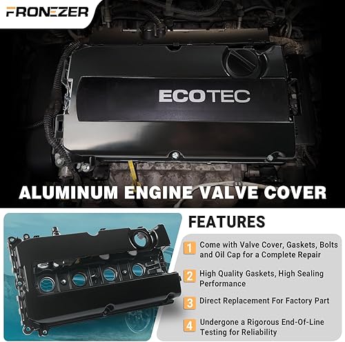 Miniatura 2 de Kit de cubierta de válvulas de motor de aluminio con junta, pernos, tapa de llenado de aceite Compatible con Chevy Cruze 2011-2016, Sonic 2012-2018
