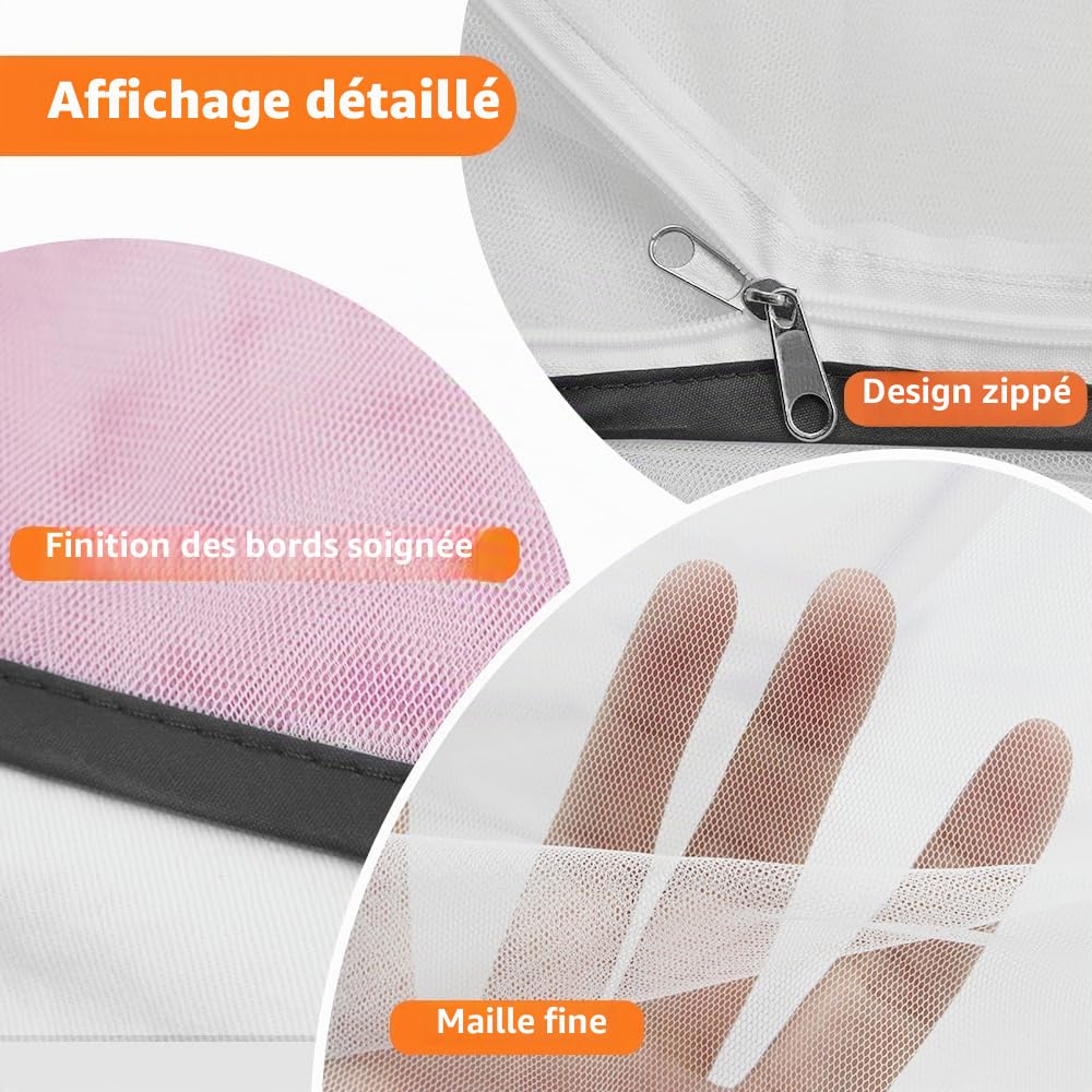 Moustiquaire Voyage, 200 X 80 X 56cm Moustiquaire Pop Up avec Fermeture Eclair, Moustiquaire Pliable Ultra Légère, Tente de Camping Portable, pour Lit Simple, Camping, ExtéRieur