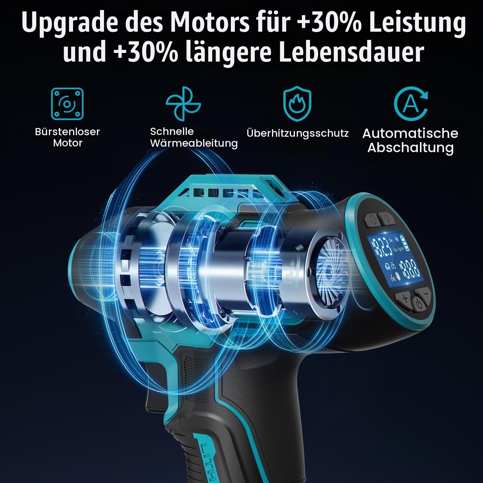Akku Kompressor für Makita 18V Akku, 11bar 160PSI Autoreifen Luftpumpe | Tragbare Luftkompressor mit LCD-Display-Manometer, mit 12V Autostromkabel für Auto, Motorrad, Fahrrad, Ball(Ohne Akku)