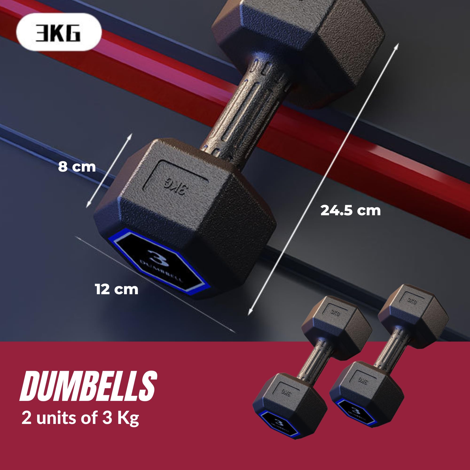 MAGIC SELECT Set di 2 Manubri da in PVC E Ferro Sabbiato, Pesi da Palestra, Manubri Antiscivolo, Ideali per Allenamento di Forza E Palestra in Casa, Pesi Fitness Ergonomici.