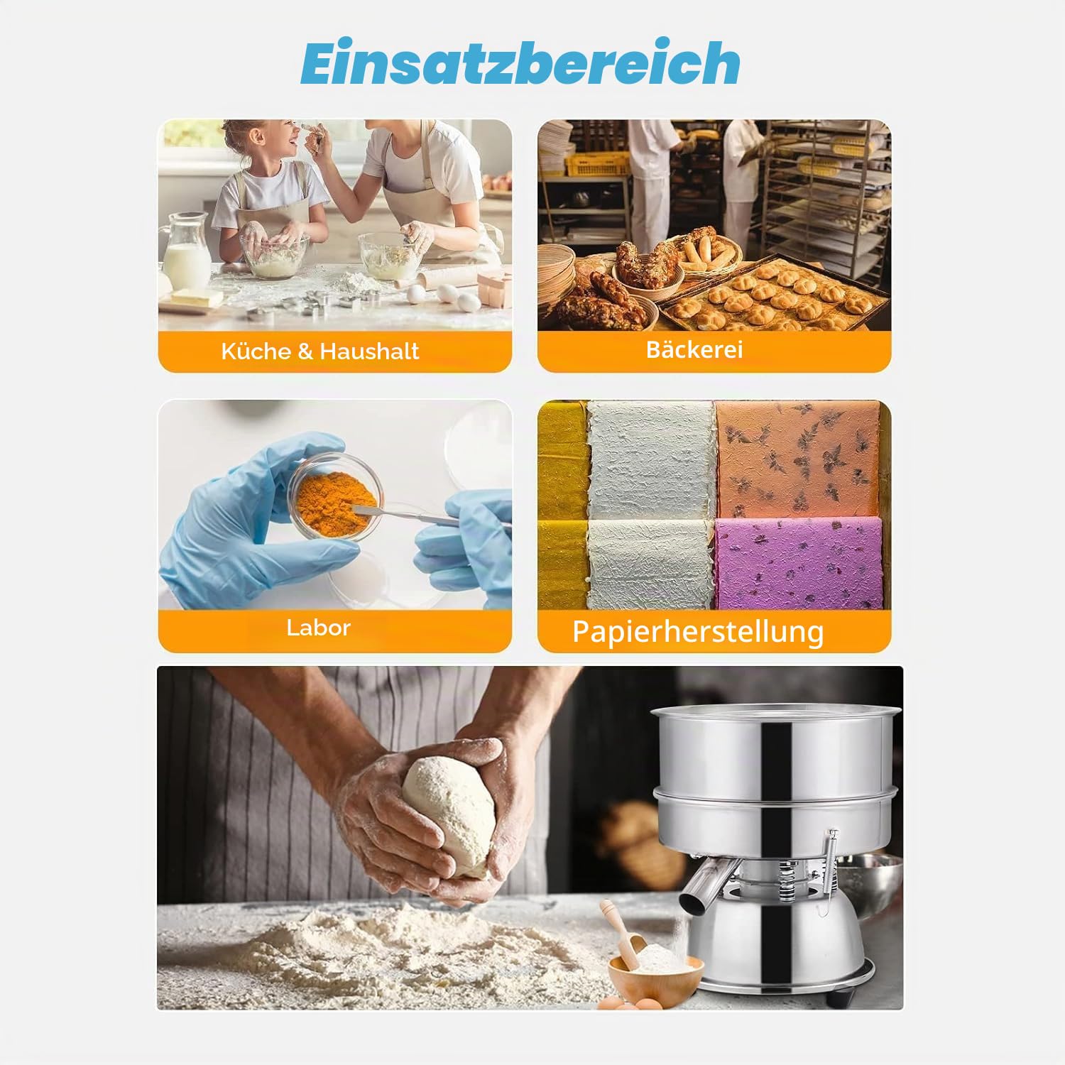 YUCHENGTECH Siebmaschine mit 40 mesh (0.45mm) 50W 1150 U/min