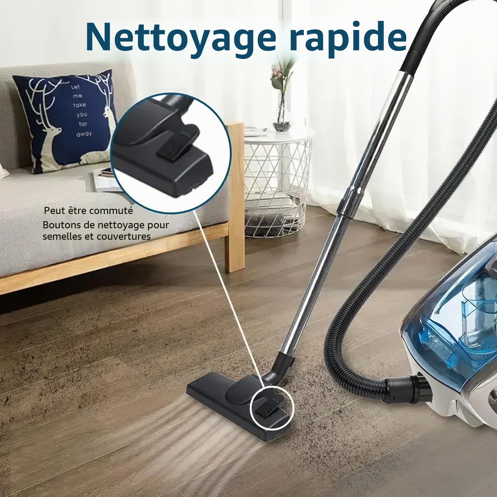 Aspirateur sans Sac,2800W Aspirateur Compact Silencieux,avec Système De Filtration Hepa,Aspiration de 15000 PA,Rayon d'action de 5 m,Poils d'animaux Et Poussière