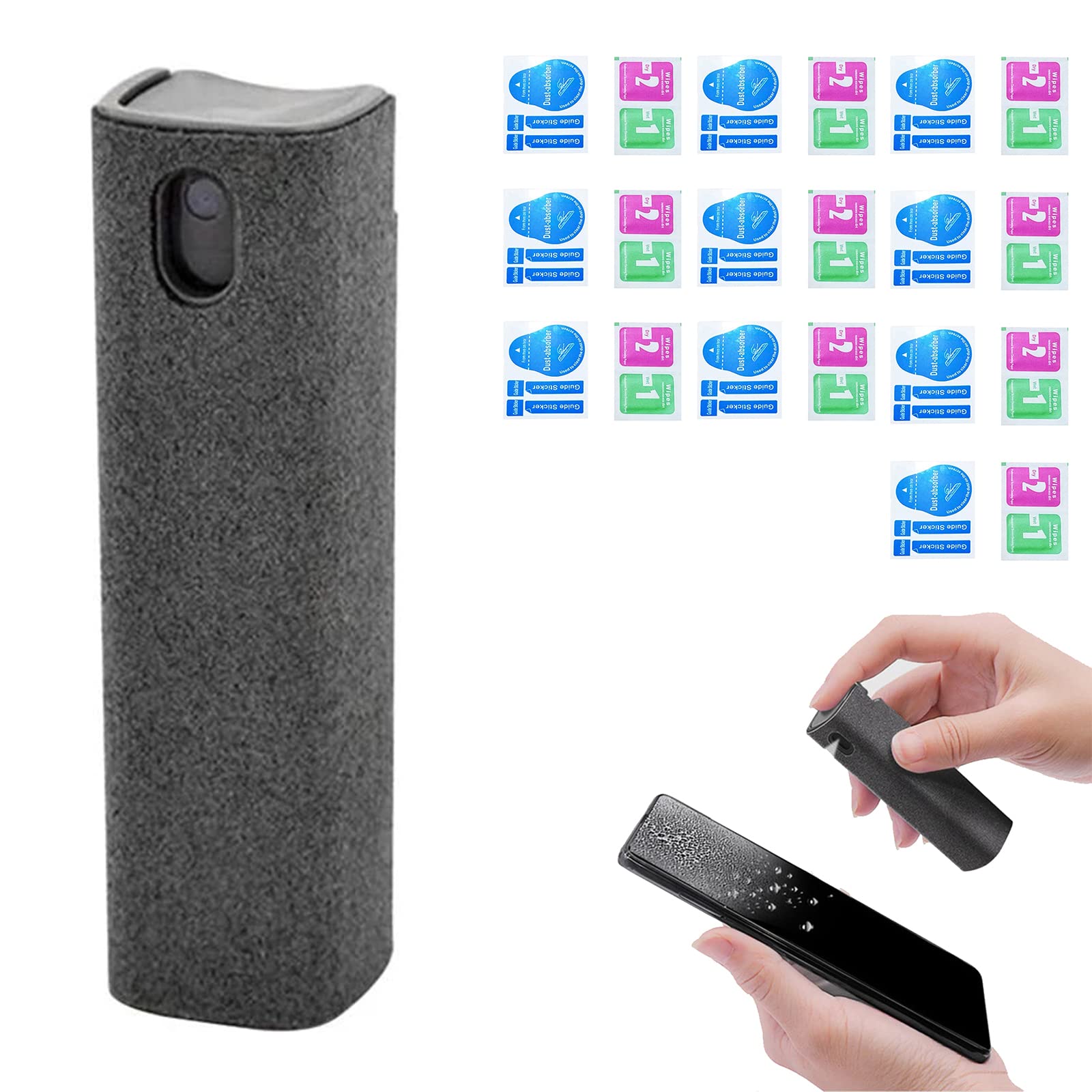 Nettoyant Écran Téléphone 2-en-1: Spray + Autocollants Anti-Poussière pour un Écran Impeccable