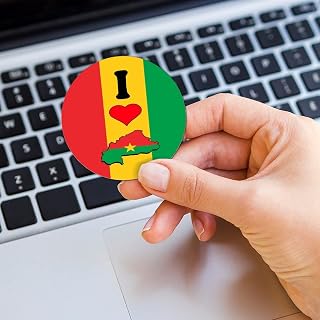 Burkina Faso National Flag Stickers I Love Burkina Faso Decals Country City Souvenir 20 Pcs Vinyl Stickers for Car Laptop Suitcase Water Bottle Helmet Truck Bumper Decals 3 Inch