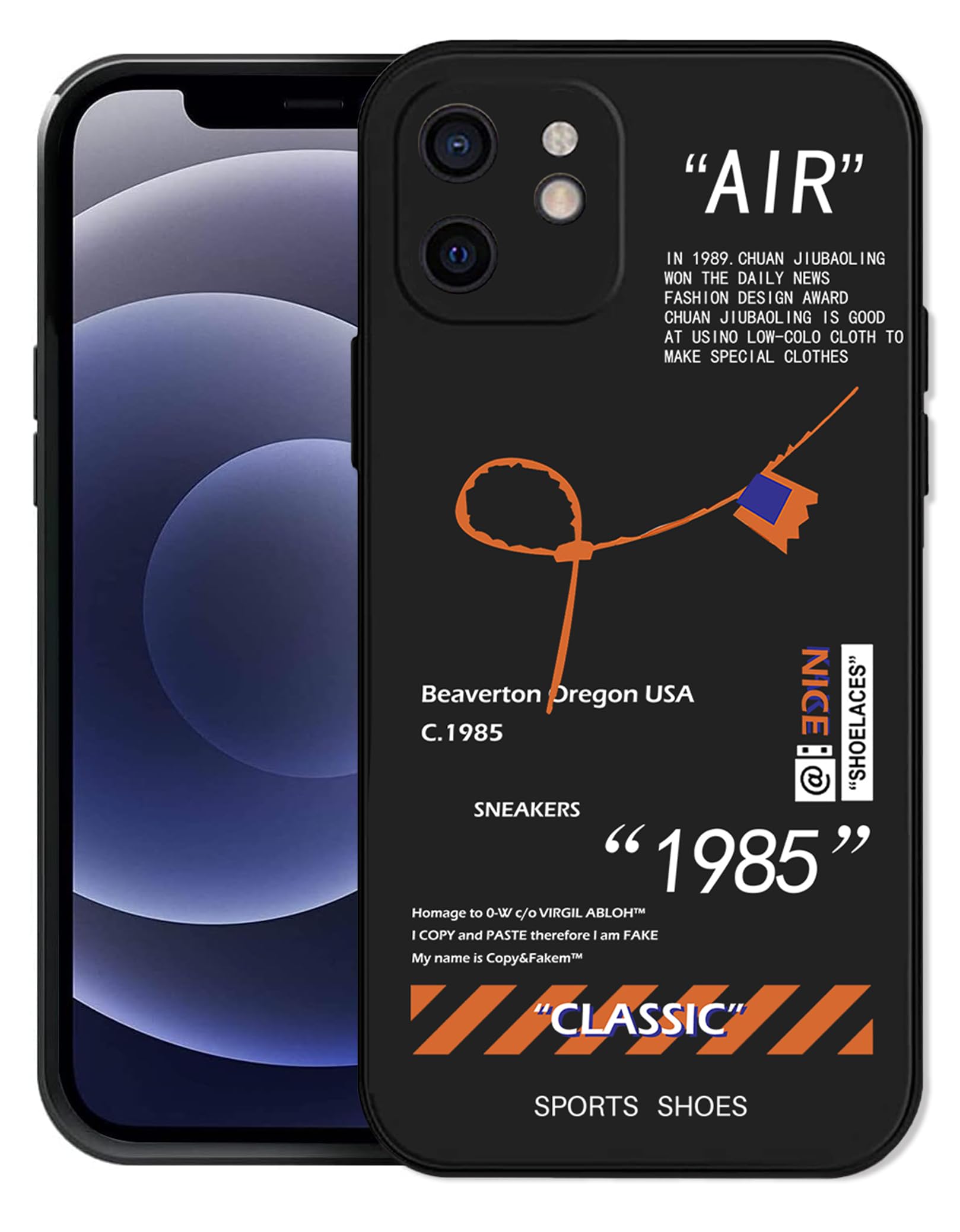 Cool Sports Style Compatible with iPhone 12 Mini Case, Slim TPU Creative Black White Letters Design Phone Case with Camera Protection for Men Boys