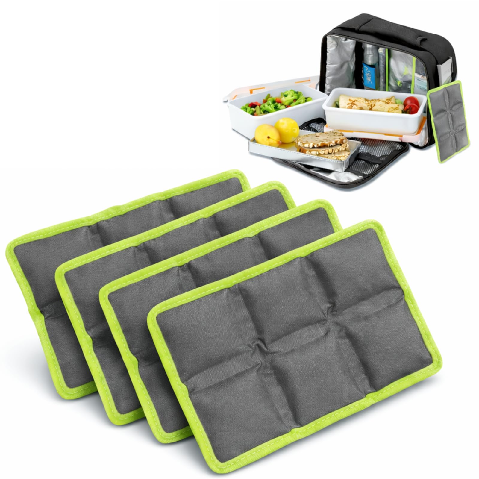 Flexible Ice Packs, 4 Packs (6x4 Inch) Long Lasting Reusable Cold Packs for Lunch Boxes, ChillFresh Ice Cubes for Coolers, School, Travel and Camping