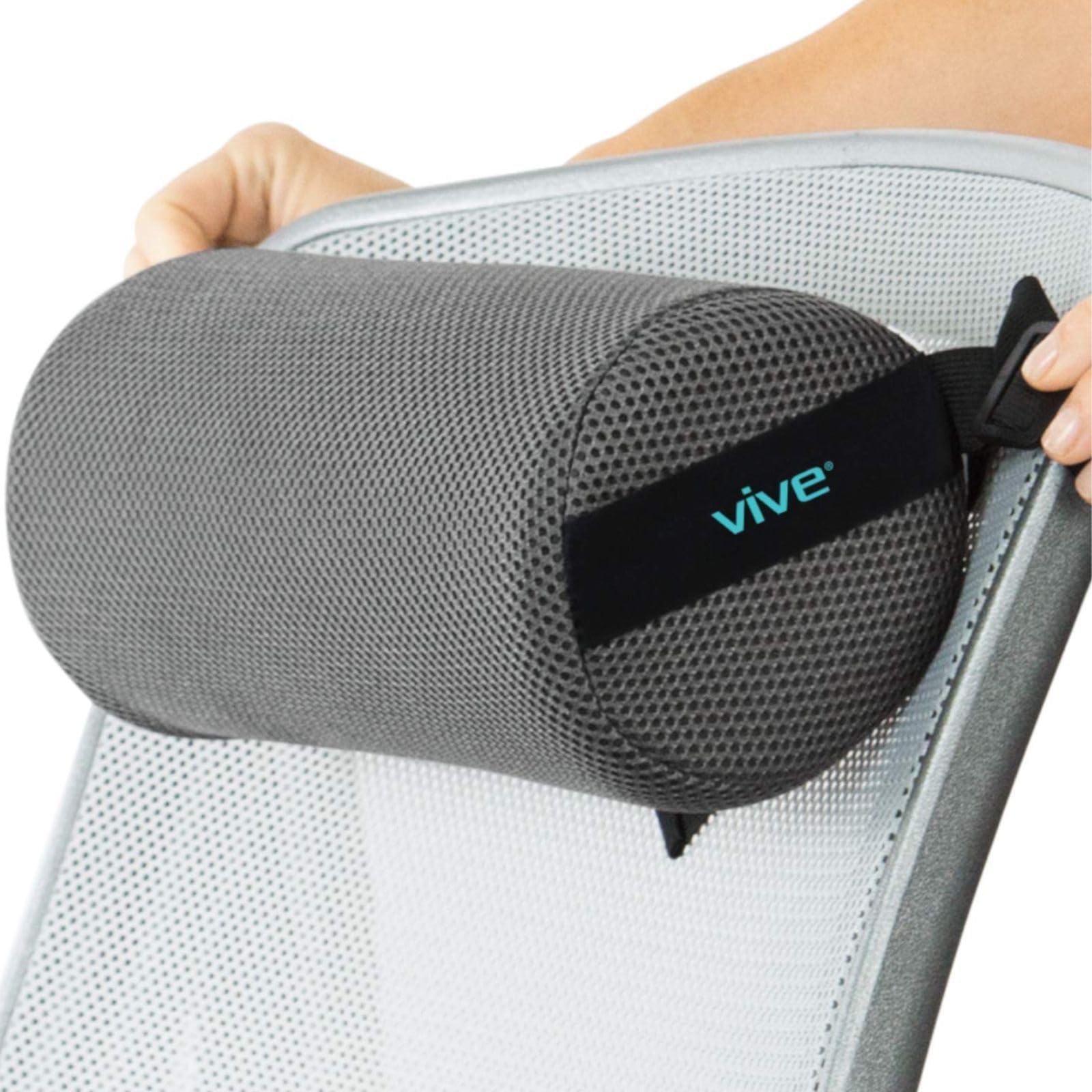 Lumbar Roll Cervical Cushion Support Pillow Lower Back Pain Relief In Car Office Chair Computer Firm Ergonomic Mesh Portable Travel Bolster Thoracic Low Rest Posture Corrector Seat Pad Gray