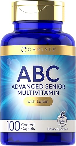 Carlyle Multivitamínico para mayores de 60 años, 100 comprimidos, con luteína y licopeno, suplemento avanzado ABC para hombres y mujeres, sin OMG,