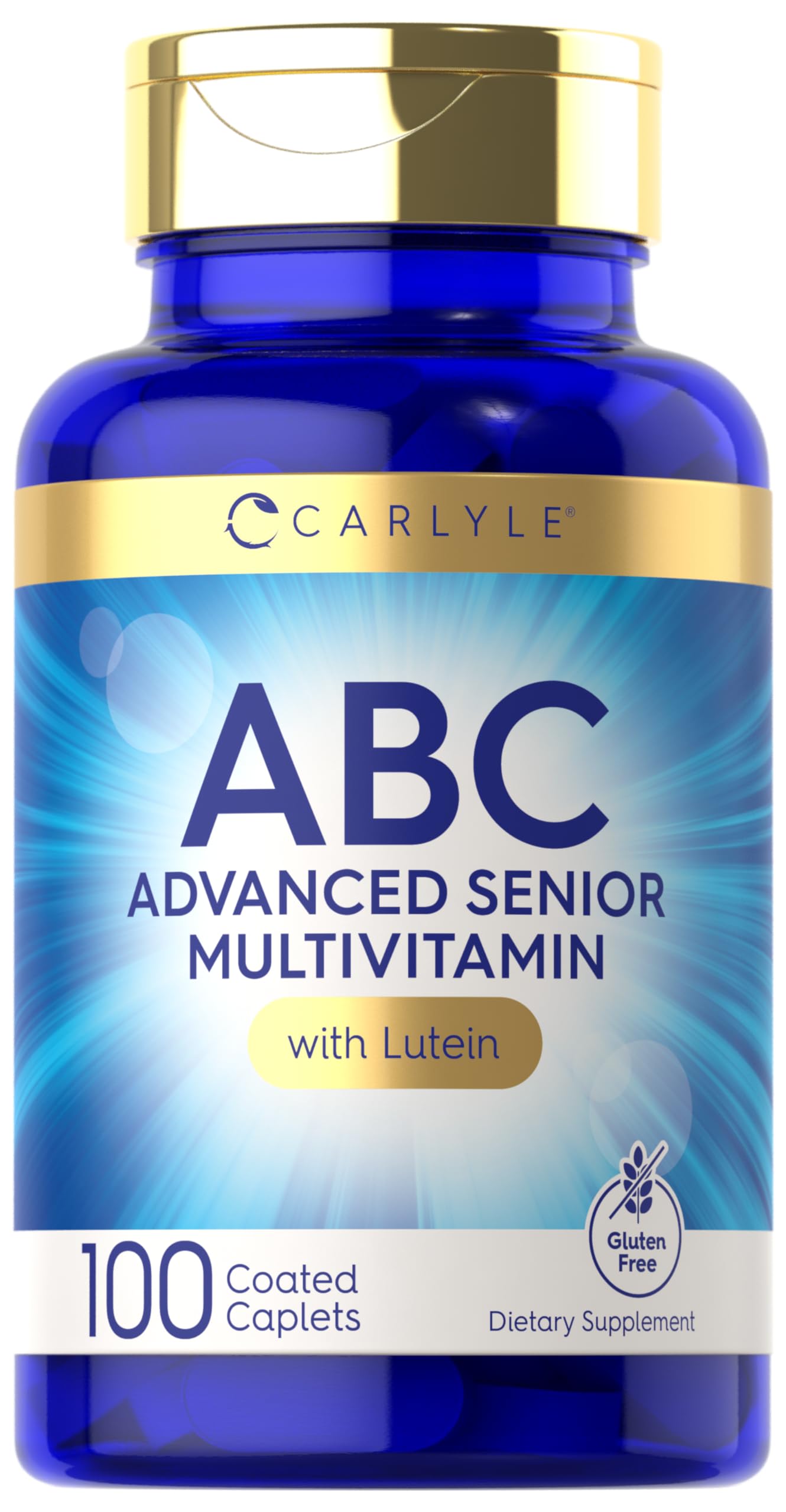 Carlyle Multivitamin for Adults 60 Plus | 100 Caplets | for Men & Women | with Vitamin A, C, D, E, B12, Zinc, and Lutein | ABC Senior Supplement | Non-GMO, Gluten Free