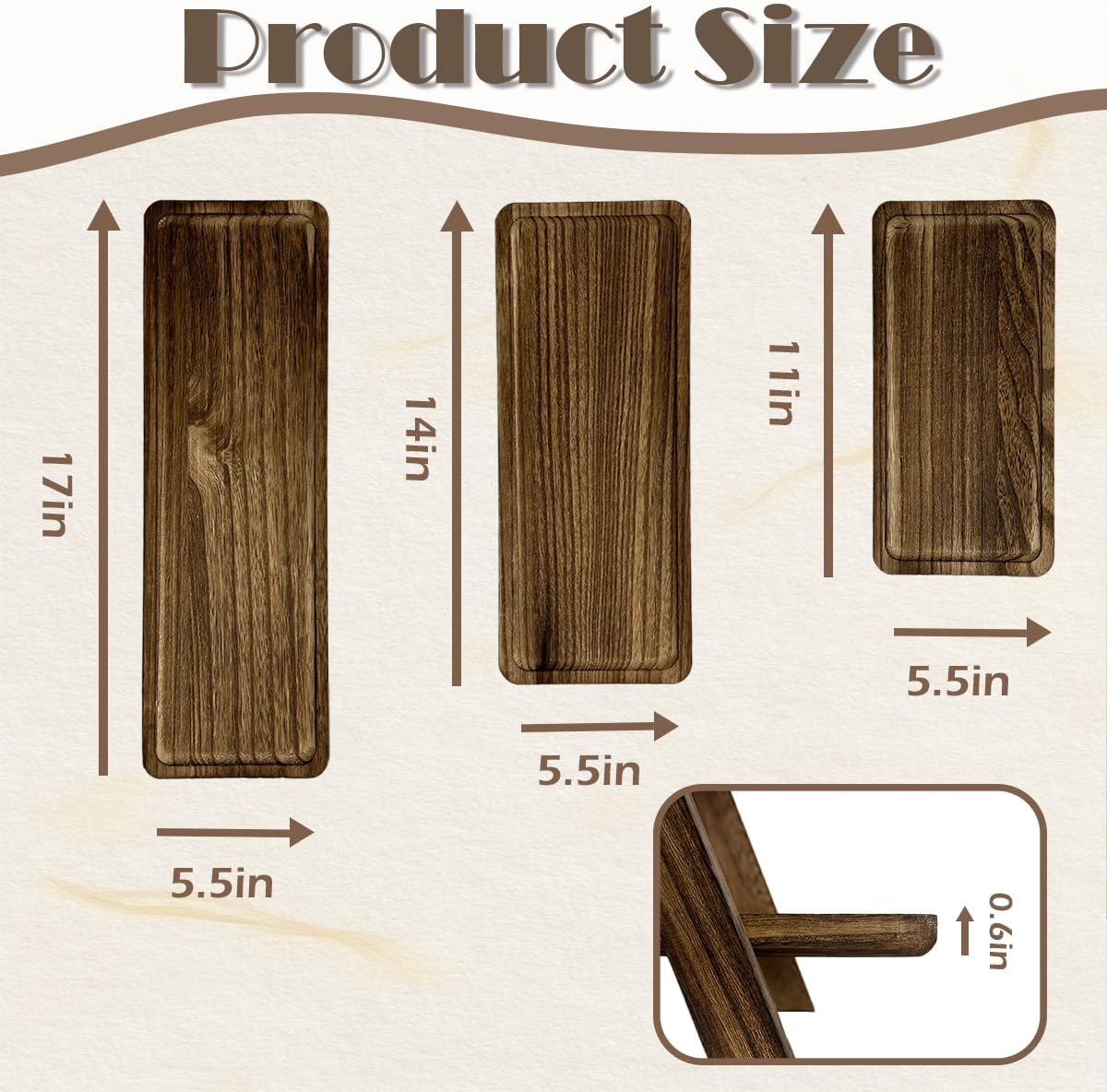 3 Tier Serving Tray Wooden Tiered Serving Tray Wood Cupcake Stand Rectangular Cupcake Stand Suitable for Indoor or Outdoor use for Gatherings, Family Dinners, Parties and More! - Image 3