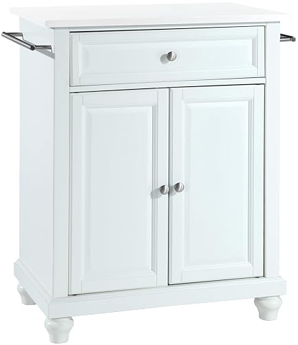 Crosley Furniture Cambridge Stone Top Small Portable Rolling Kitchen Island