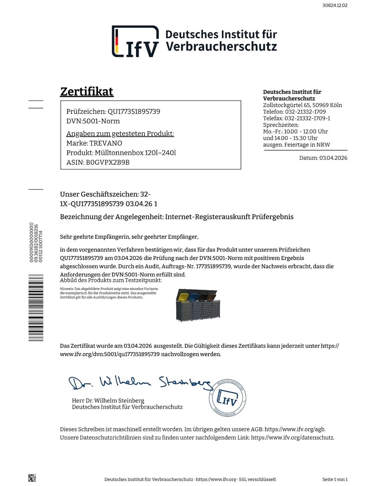 TREVANO Mülltonnenbox 4er 240l - Mülltonnenverkleidung 4 Tonnen Anthrazit - Robustes Mülltonnenhaus aus Stahl - Wetterbeständige Müllboxen für 4 Tonnen - Mülltonnen Unterstand 120l-240l