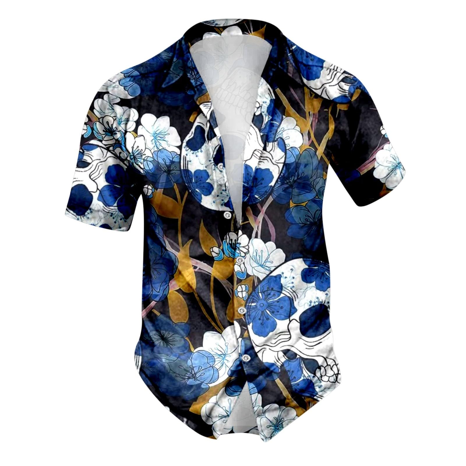 Robe Hawaienne Chemise Homme RUMAOZIA Motif Tête De Mort - Manches Courtes, Style Décontracté, Pour Halloween Fête Chemise Décontractée été