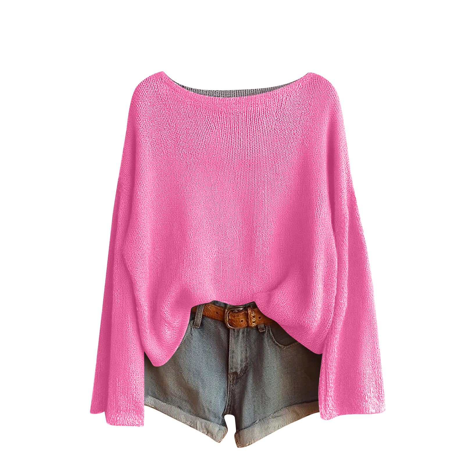 Oversized Sweaters for Women Trendy Vintage Boho Knit Sweater Long Sleeve Crew Neck Cozy Cute Sweaters Pullover