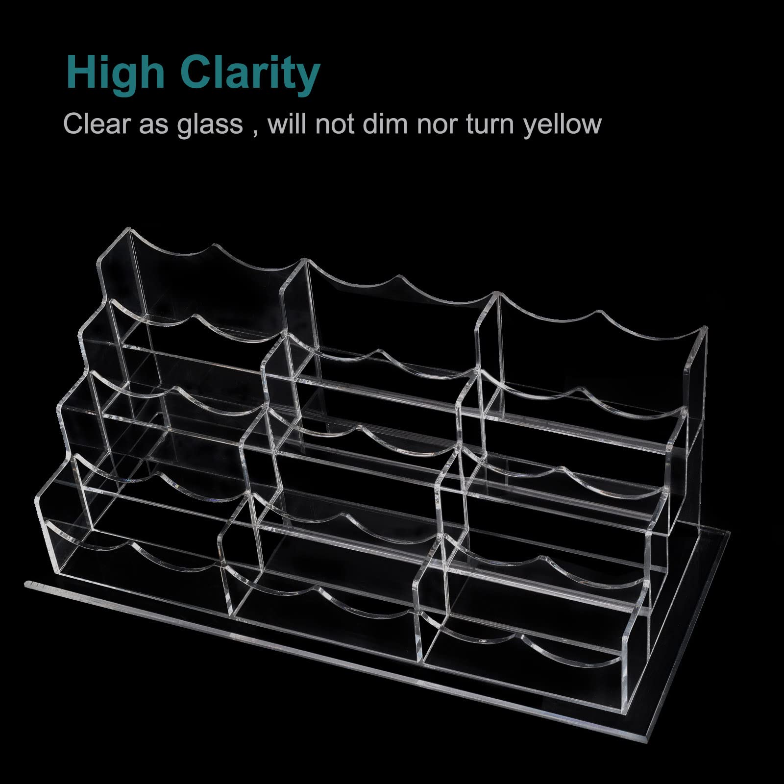 Vevitts Acrylic Business Card Holder – 12 Slot 4 Tier Desk Display, Holds Up To 600 Cards, Clear Modern Design