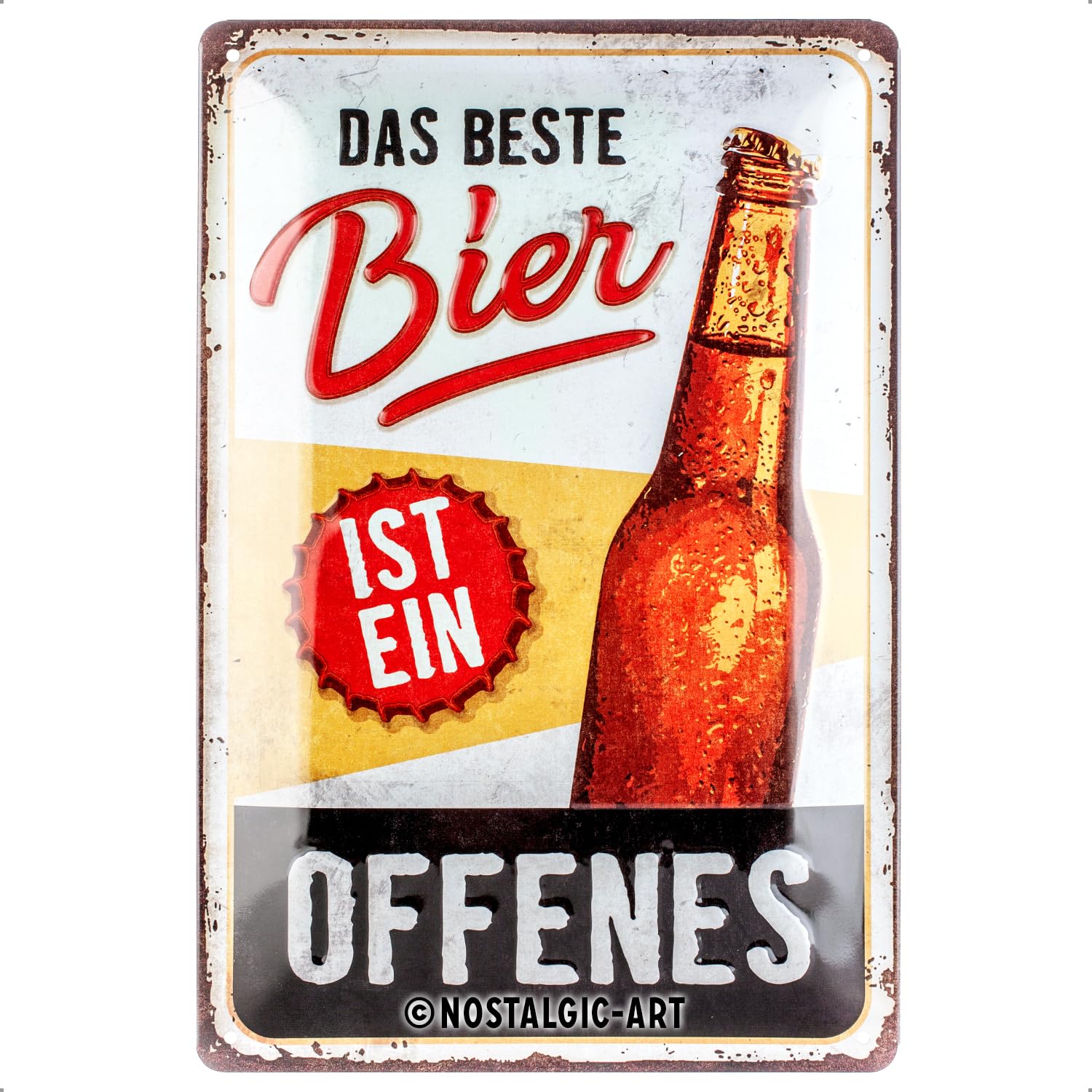 Blechschild 'Das Beste Bier Ist Ein Offenes' - Retro Deko Für Bar & Küche, 20x30 Cm