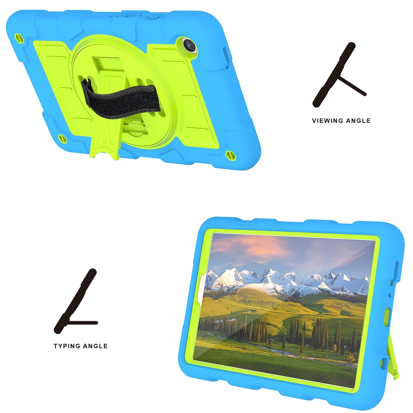 Custodia protettiva per tablet PC Galaxy Tab A9 custodia ibrida resistente antiurto custodia protettiva compatibile con Samsung Galaxy Tab A9 8,7" SM-X110/X115/X117 con tracolla/rotazione a 360° Ha