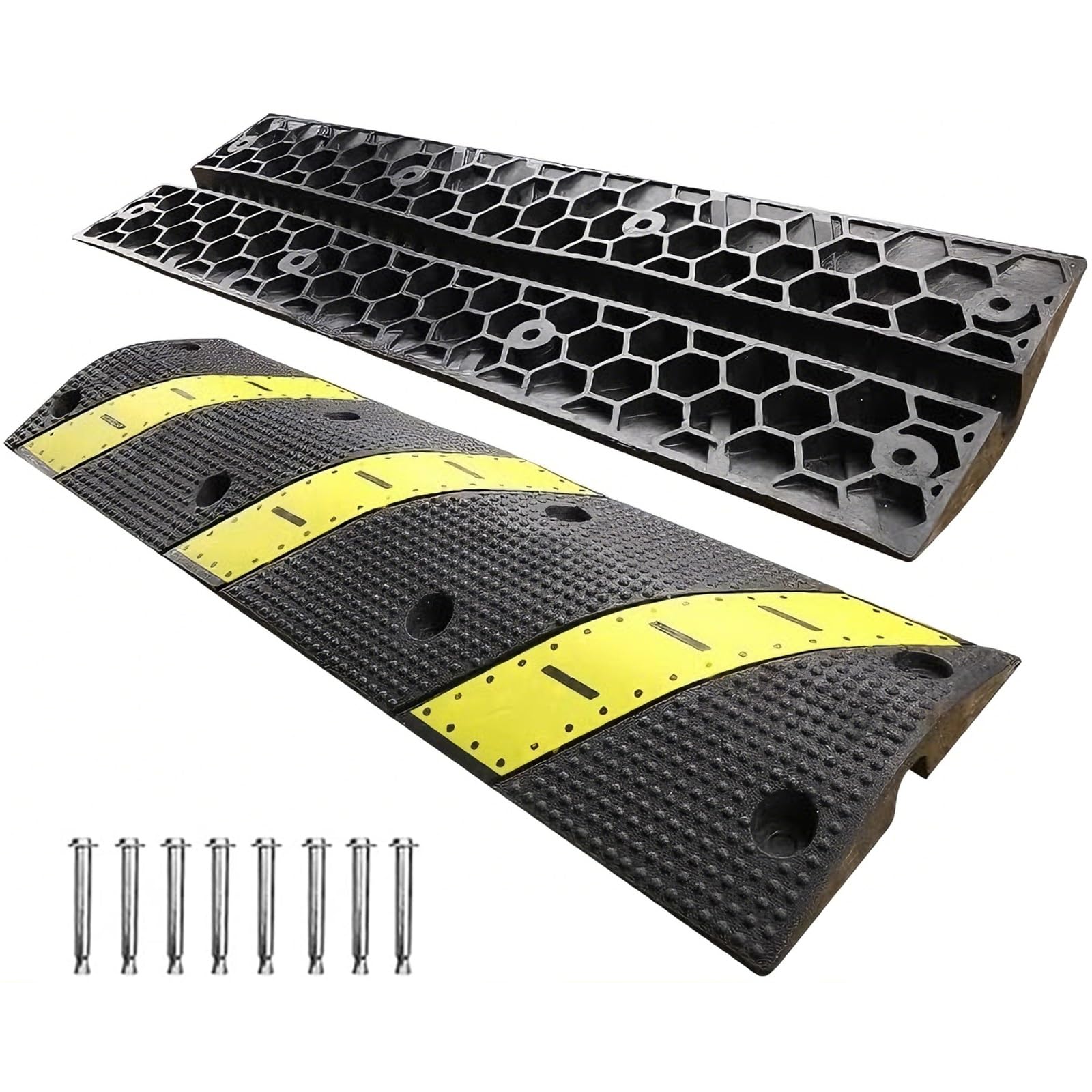 Rampa protectora de cables de goma resistente, cubierta de cable de suelo de 1 canal, tope de velocidad para carretera, 100 cm x 30 cm x 5 cm
