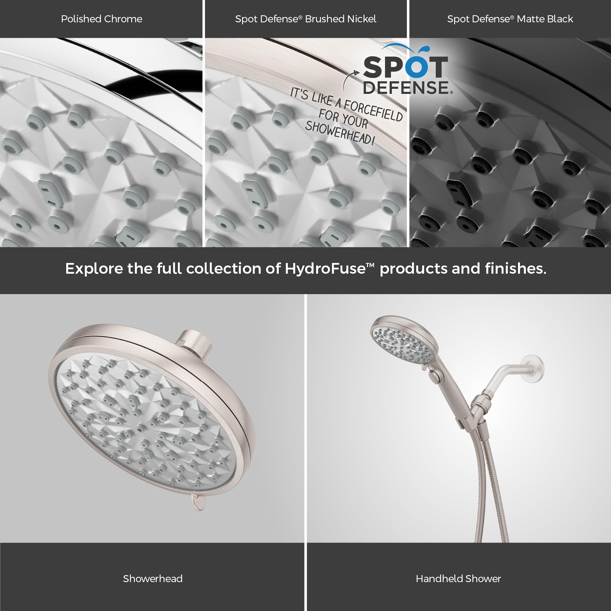 Hydrofuse 6-Function Showerhead | Spot Defense Brushed Nickel | Multi-Spray Modes