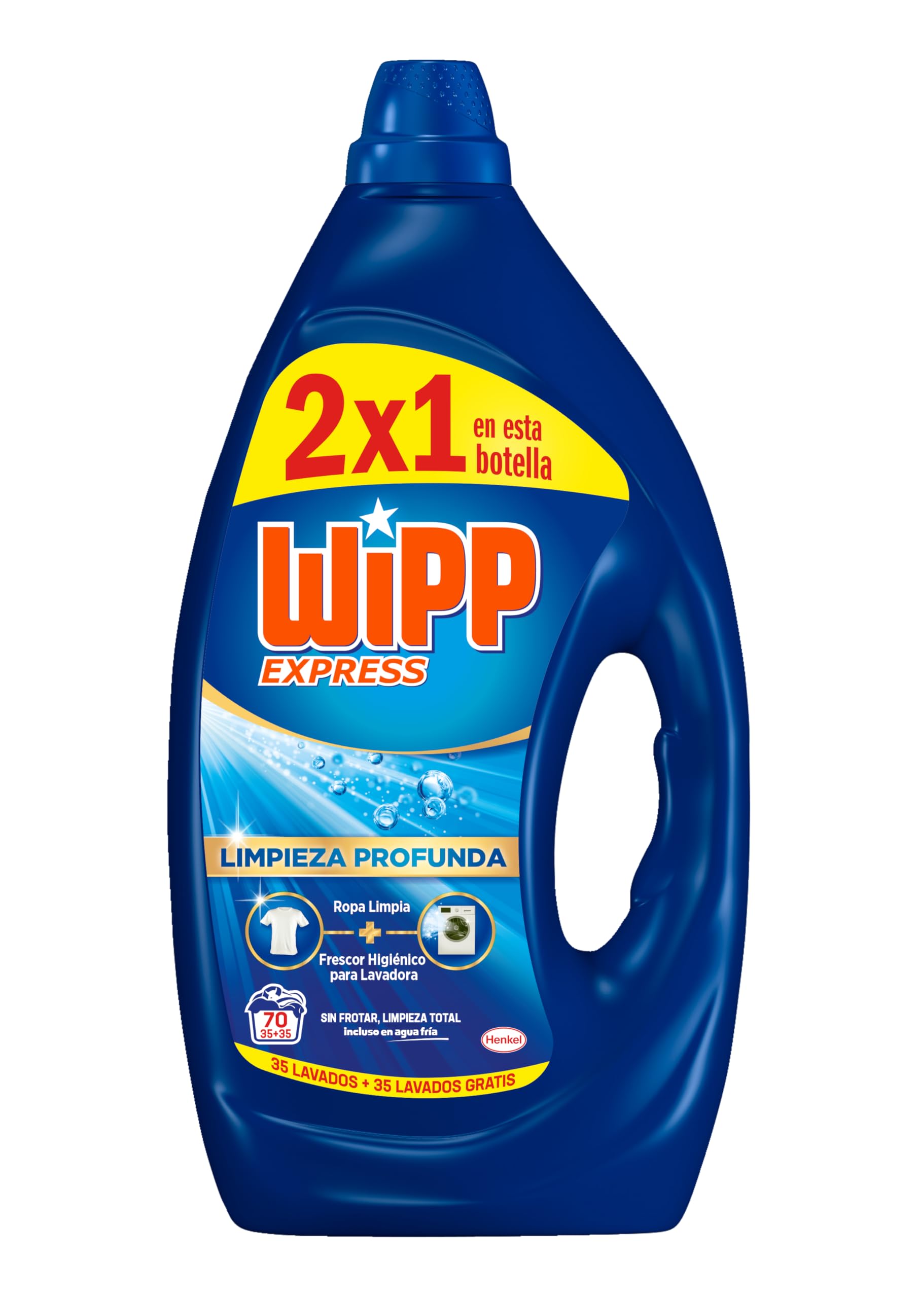 Wipp Express Limpieza Profunda Gel (3 x 3150 ml), detergente líquido con potente acción quitamanchas ropa, deja un frescor duradero en la lavadora, apto para agua fría