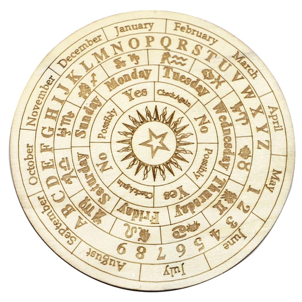 Abaodam Pendulum Board Wooden Dowsing Board Divination Metaphysical Message Board for Witchcraft Wiccan Altar Supplies Kit Beginner Witchcraft Supply