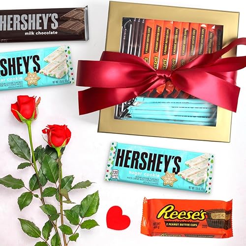 Miniatura 8 de Caja de regalo de chocolates para el día de la madre, barras de chocolate con leche HERSHEY'S, tazas de mantequilla de maní Reese's, galleta de