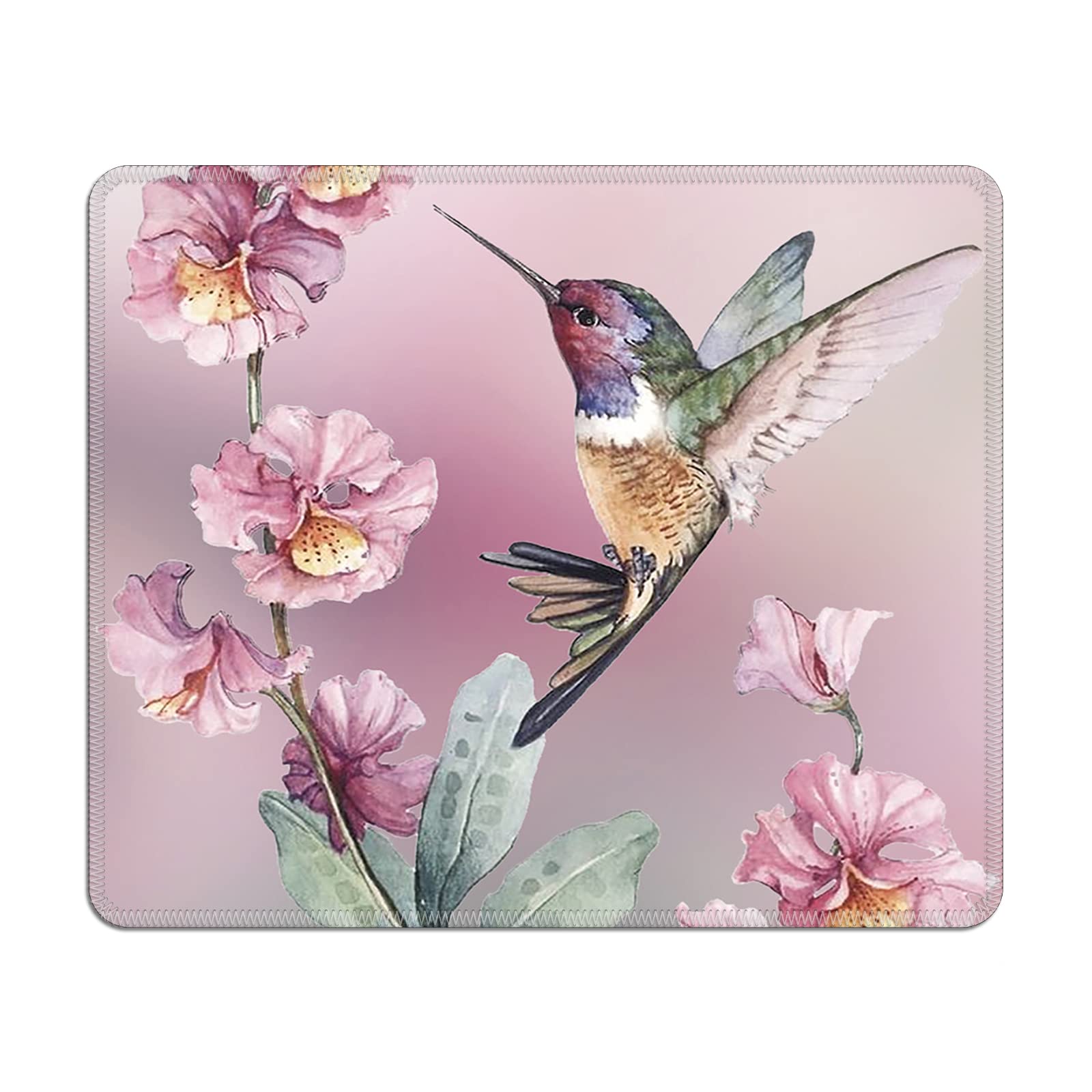 Mouse Pad for Computer & Laptop, Computer Mouse Mat with Stitched Edge, Waterproof Non-Slip Rubber Base Mousepad, Mouse Pads for Home, Office & Gaming 9.5 x 7.9 in (Hummingbird, 9.5'' x 7.9'')