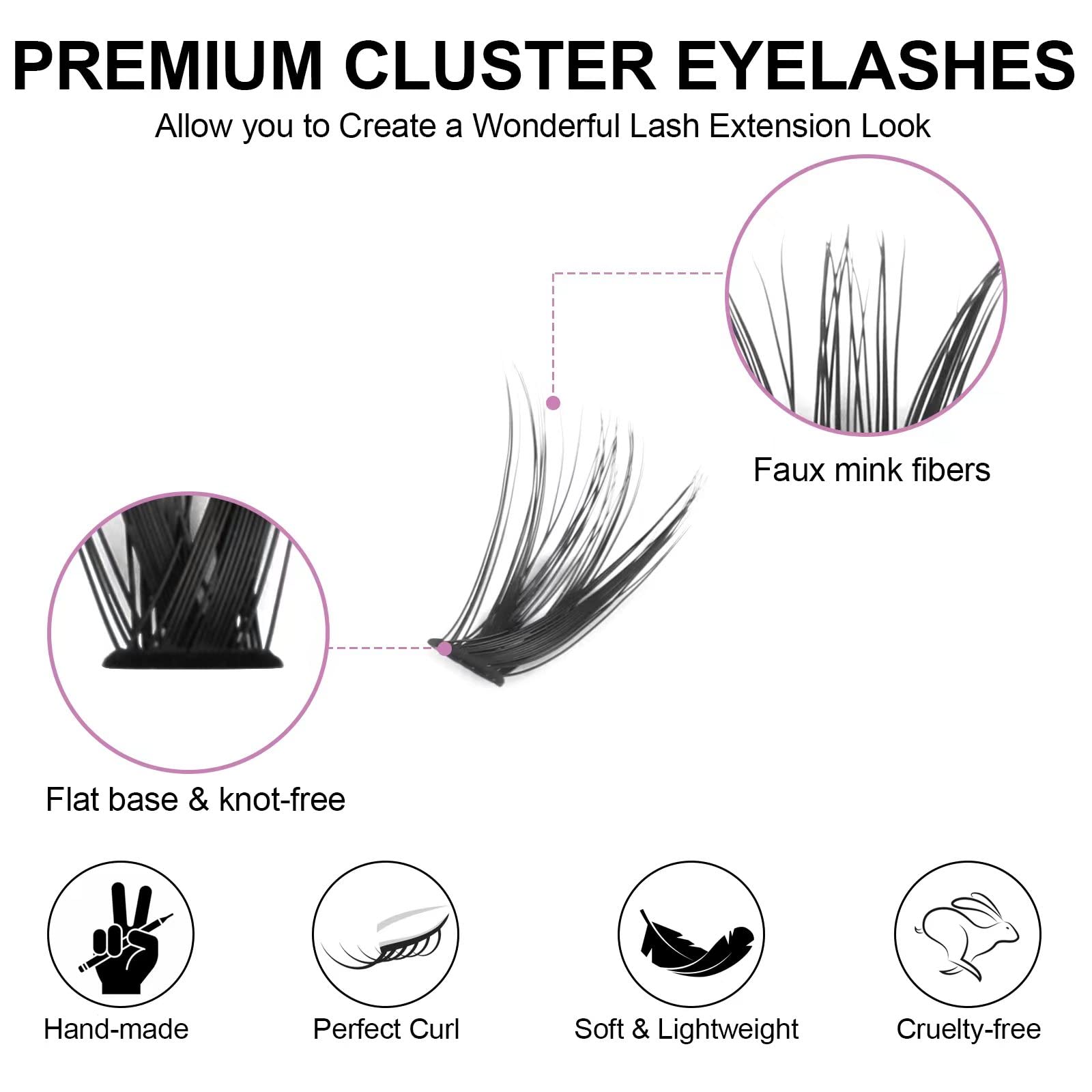 Cluster Eyelash 240pcs 20+40D 0.07 D Curl mix 9-14mm Cluster Eyelashes Extensions - Image 4