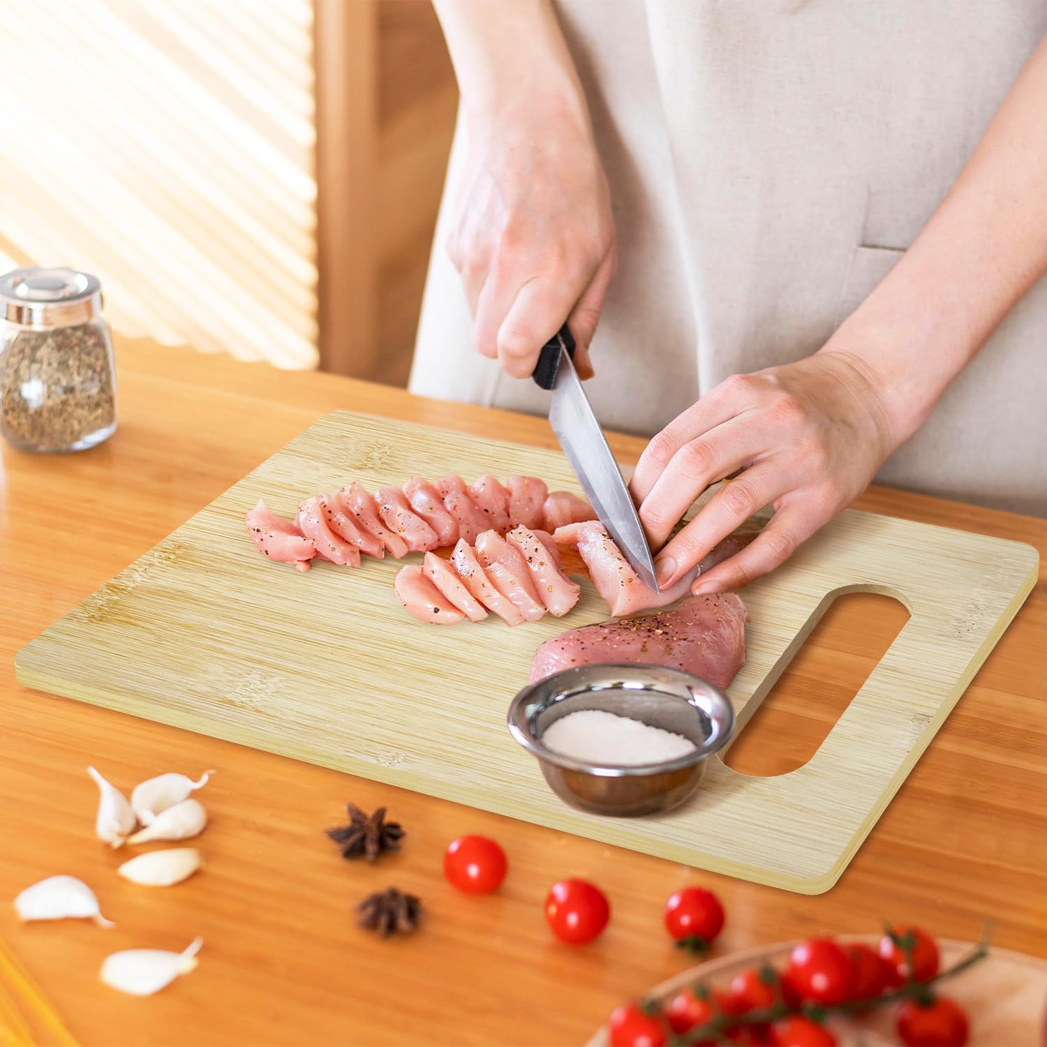 Divertida tabla de cortar – Tabla de cortar de asesinato de verduras, regalos para mujeres, esposa, mamá, tabla de cortar de bambú para cocina, tabla de servir alimentos de madera, regalos para