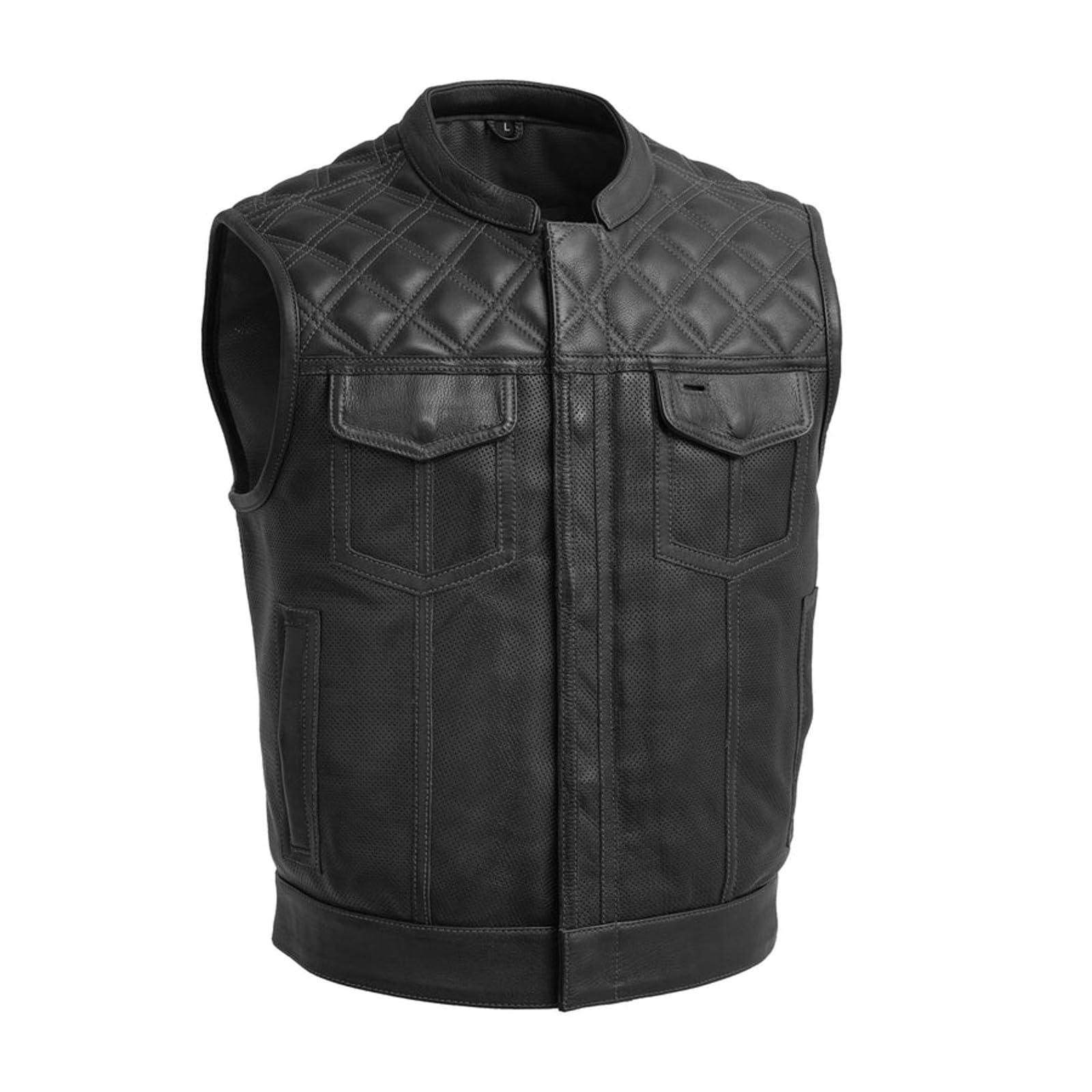First Mfg Co Upside Perforated Leather Vest: 2.5