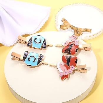 ガーリー風　手染めフリル付き　革タグデニムヘアークリップ2個セット ガーリー風手染めフリル付き革タグデニムヘアークリップ(両利き