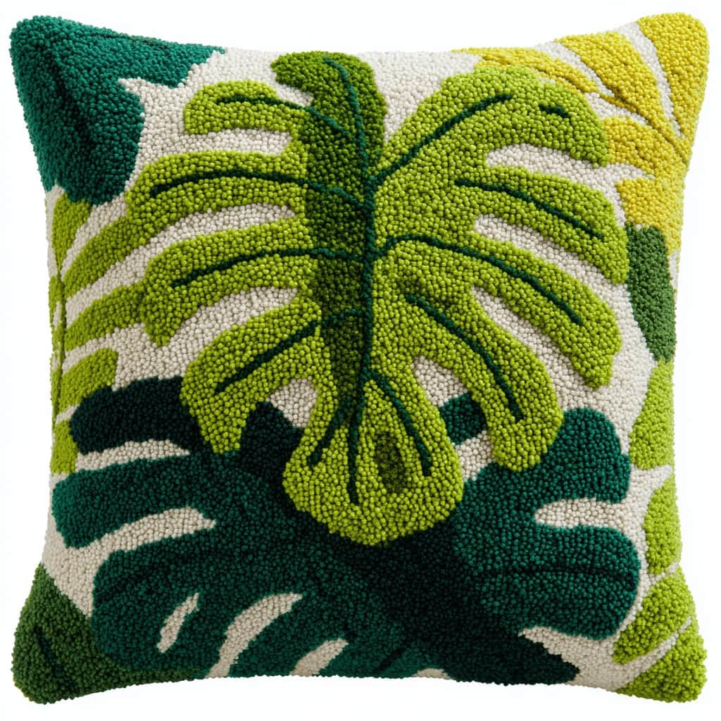 Kitquiver Latch Hook Cushion Kit,Leaf DIY Throw Pillow Cover 43X43Cm