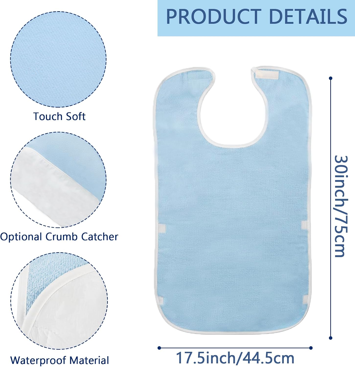 3 Pack Adult Bibs Adjustable Clothing Protectors for Men Women Eating Bibs for Elderly Adults