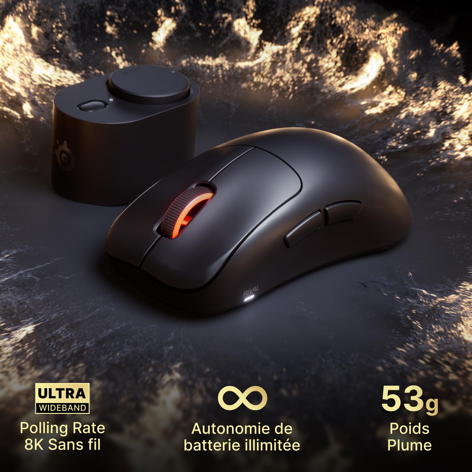 SteelSeries Rival Pro Wireless Ergonomische Gaming-Maus – Schwarz