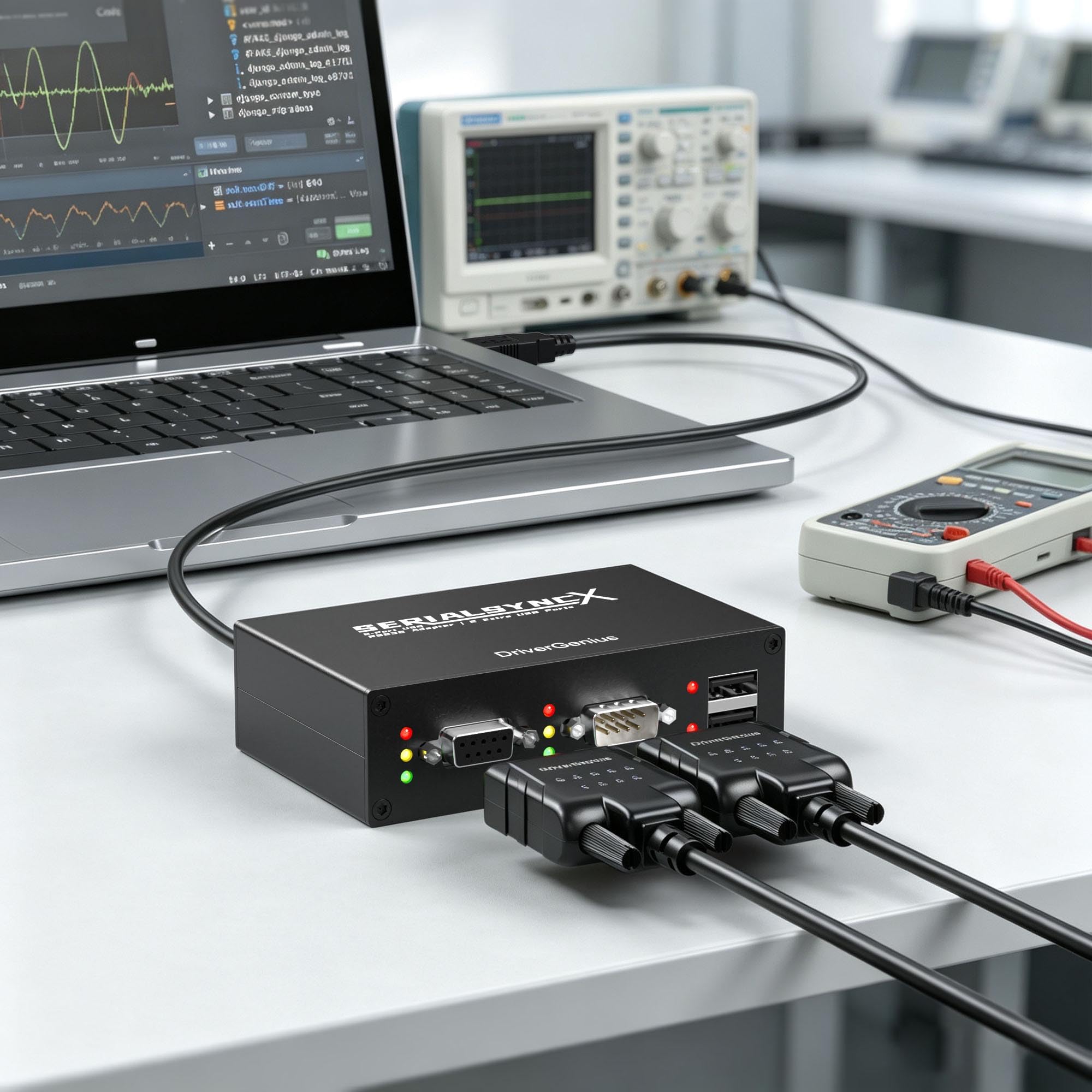 DriverGenius SerialSyncX USB auf Dual RS232 DB9 Seriell Adapter mit 2X USB