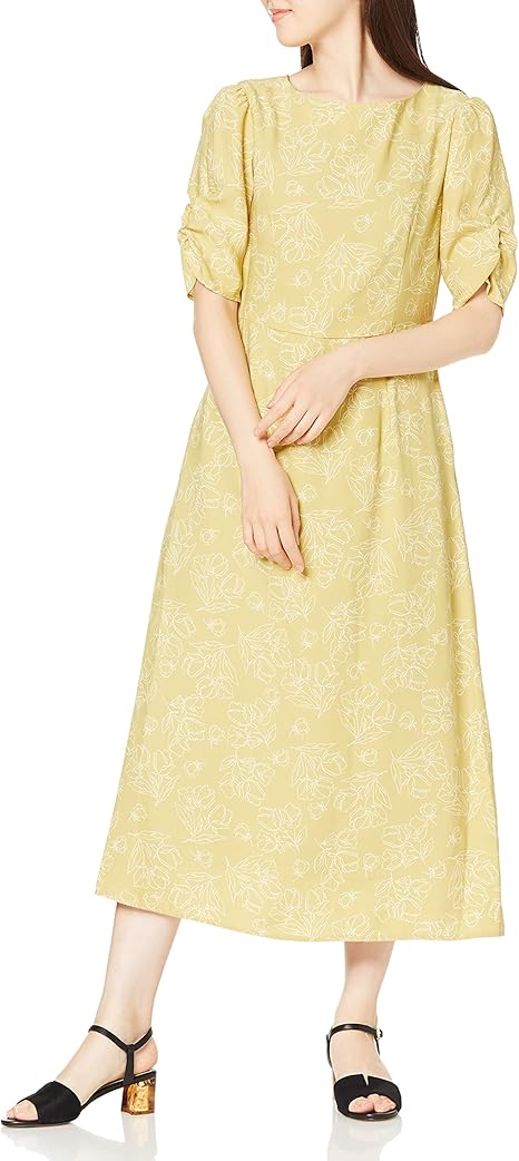 Amazon ロペピクニック カクテルドレス 袖ギャザーフラワープリントワンピース レディース イブニングドレス 通販