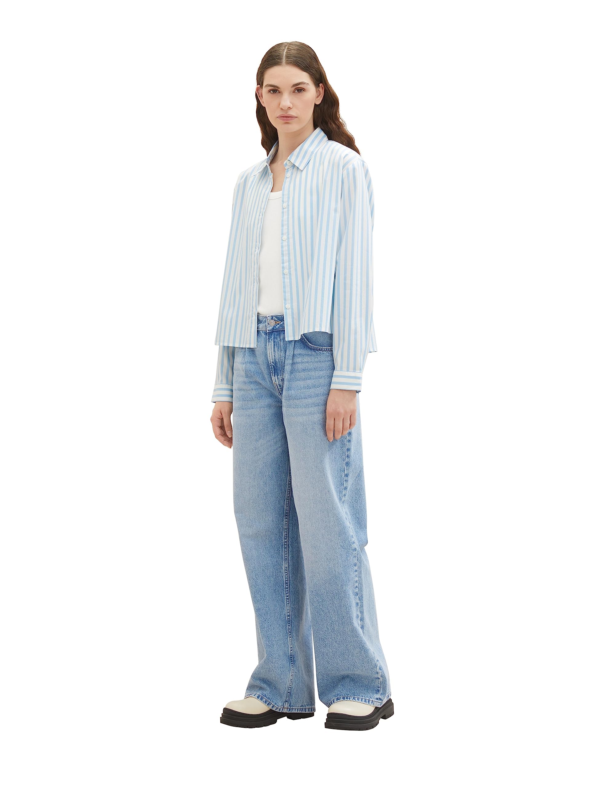 TOM TAILOR Denim Damen 1038121 Boxy Basic Hemd-Bluse (1er Pack)