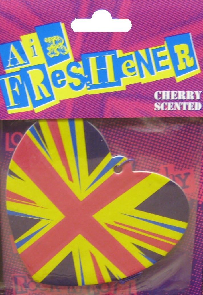 Retro Heart Union Jack Air Freshener - Delicious Cherry Scented