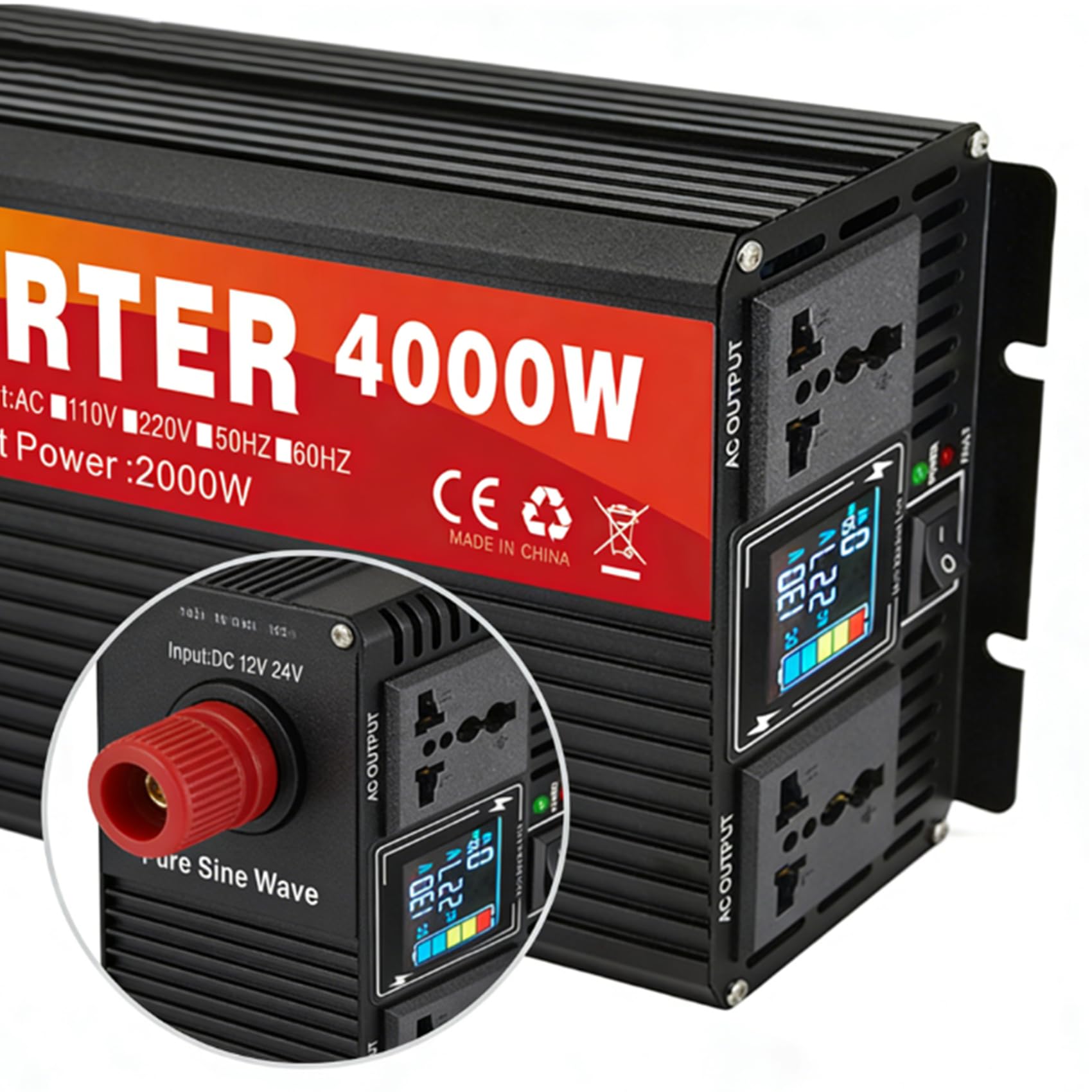 72v to 120v,Przetwornica samochodowa 4000W czysta fala sinusoidalna 12V 24V 48V 60V 72V na 120V/220V, przetwornik solarny, transformator do samochodu, ciężarówki, na kemping