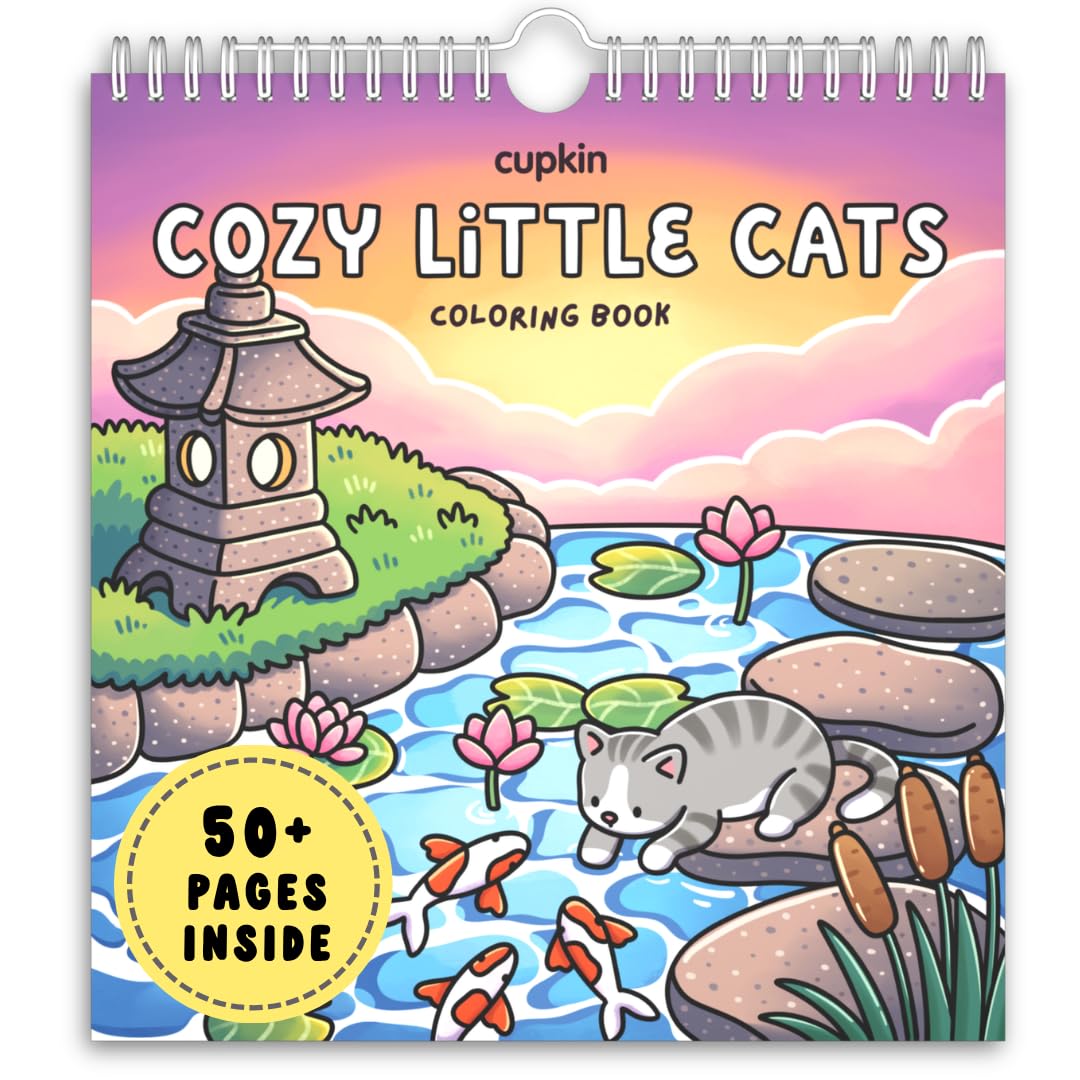 Cupkin Cozy Little Cats Stress-Free Coloring Book for Kids, Teens &amp; Adults