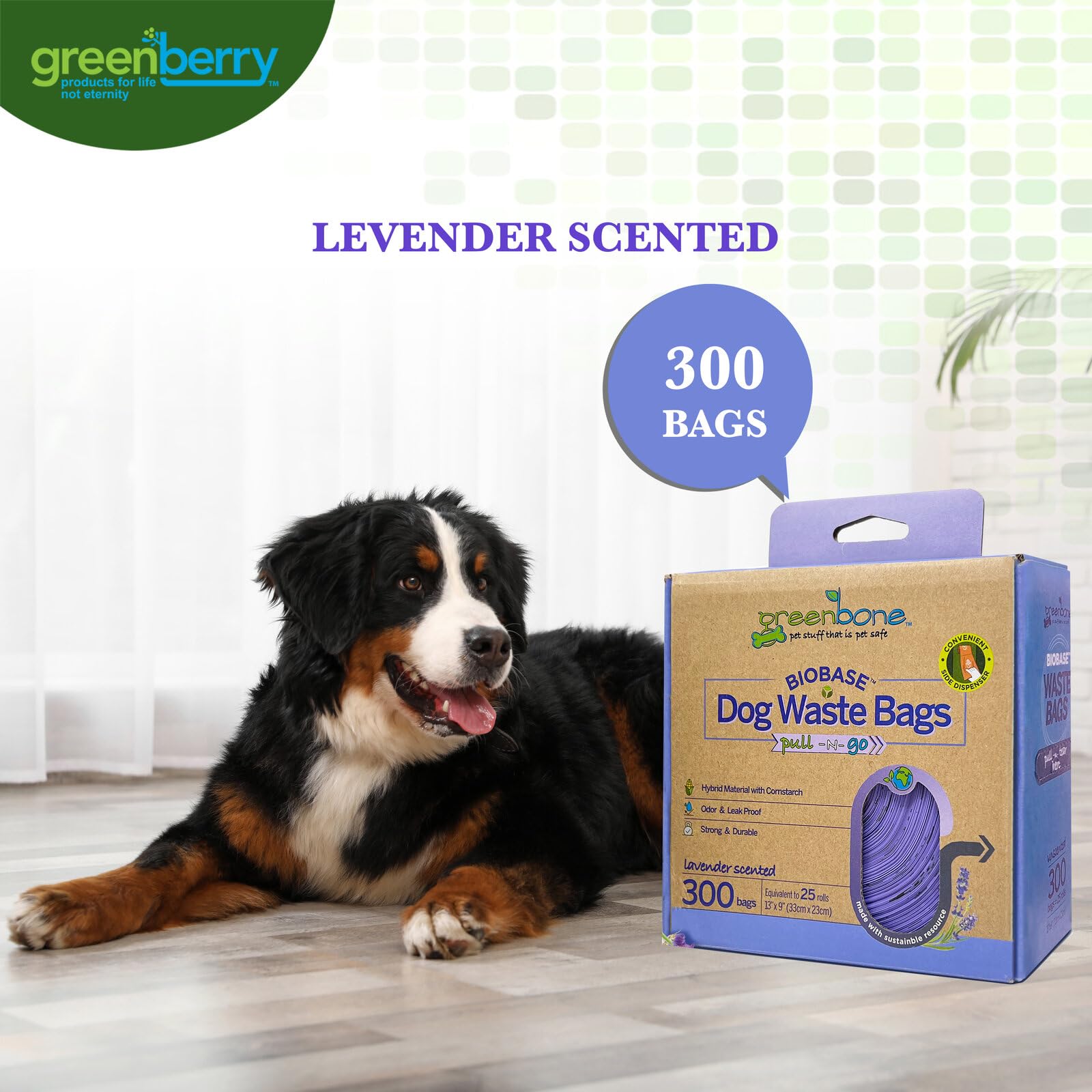 Greenbone BioBase Dispensador de bolsas de basura con aroma a lavanda de 300 unidades