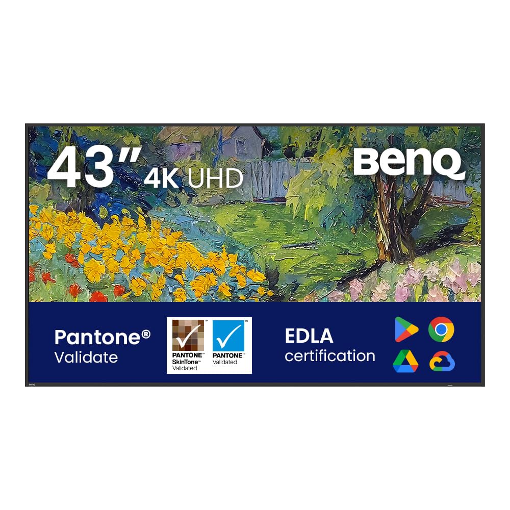 BenQ SL4304 Digital Signage Display 43” 4K UHD Pantone® Validated, Android 13, 500 Nits, 24/7, 50,000 hrs, Mac Color, Wi-Fi, HDMI, 12W × 2 Speakers, Landscape & Portrait, 3-Year Warranty
