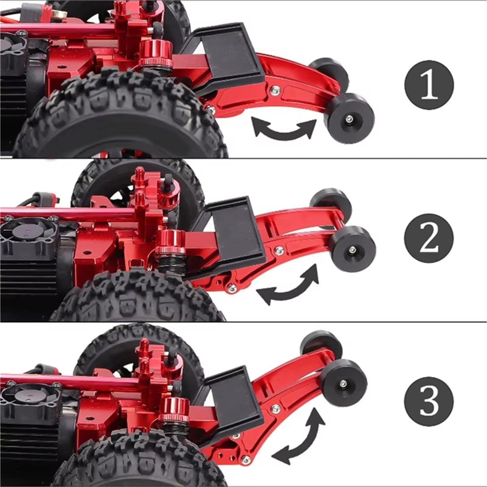 Compatible con MJX para Hyper Go 14210 14209 H14BM 1/14 RC Piezas De Actualización Automóviles Sin Escobillas Barra Caballito Metal Ajustable Alta Velocidad Roja Accesorios RC