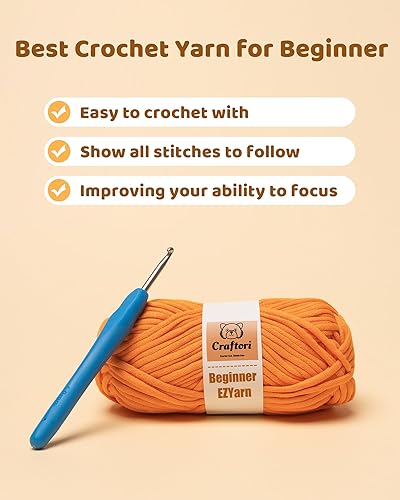 Miniatura 5 de Craftori EZYarn - Hilo para ganchillo y tejer para principiantes, puntadas fáciles de ver, mezcla de algodón y nailon, hilo mediano #4 (7.05 oz)