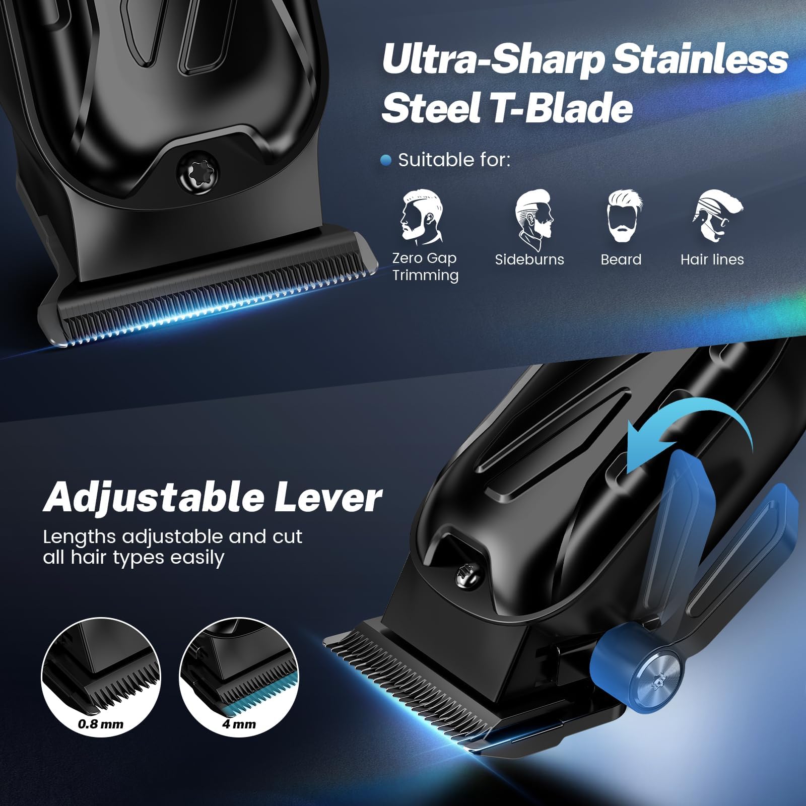 Cortadora de pelo de peluquería [sin escobillas de 9000 RPM e inalámbricas] para hombres, juego de cortaúñas y recortadoras profesionales con soporte de carga USB-C, kit de corte de 3