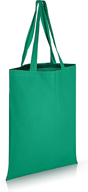 IMFAA Plain Large (50x40+60) cm Tote 100% Cotton Canvas Reusable Shoulder/Hand Tote Shopping Bags. (Green, 1)