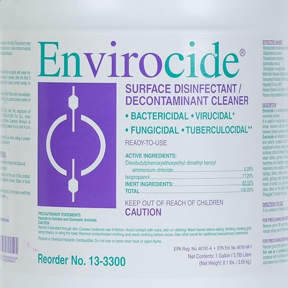 Metrex Envirocide Surface Disinfectant, 1 Gal Jug | Alcohol-Scented, Broad-Spectrum Surface Disinfectant Cleaner, Healthcare and Professional Facility Settings